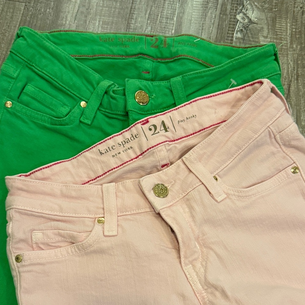 Kate Spade High Rise Jeans in Green and Pink